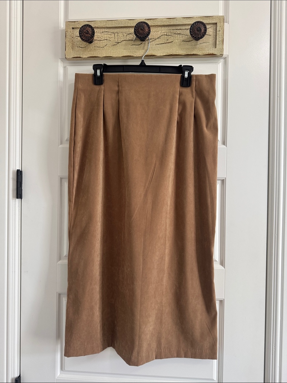 💕 Vintage JOANNA 80s 90s Faux Suede Midi Pencil Skirt ✨